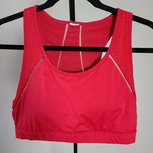 Fabletics red sports bra & moto mesh legging set